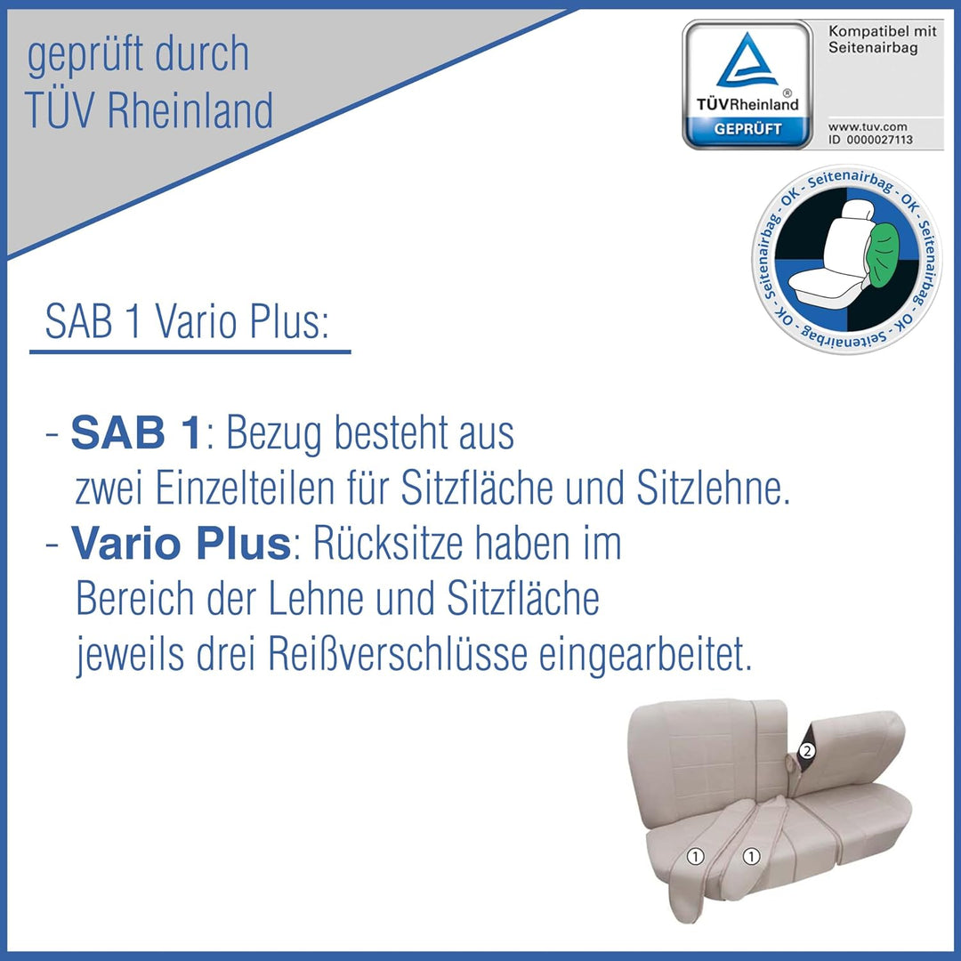 PETEX Auto Sitzbezüge Universal Komplett Set 17-teilig - Exclusive blau, Eco Class mit SAB 1 Vario P