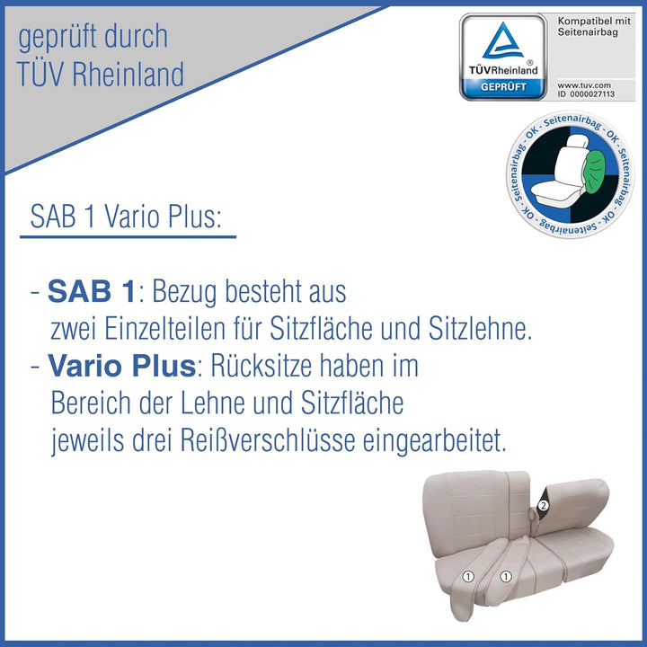 PETEX Auto Sitzbezüge Universal Komplett Set 17-teilig - Exclusive blau, Eco Class mit SAB 1 Vario P