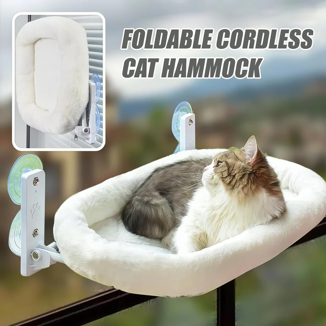 Cordless Katzen Hängematte, Katzen Fensterliege mit Saugnäpfen & Abnehmbarem Doppelseitiges Stoffpol