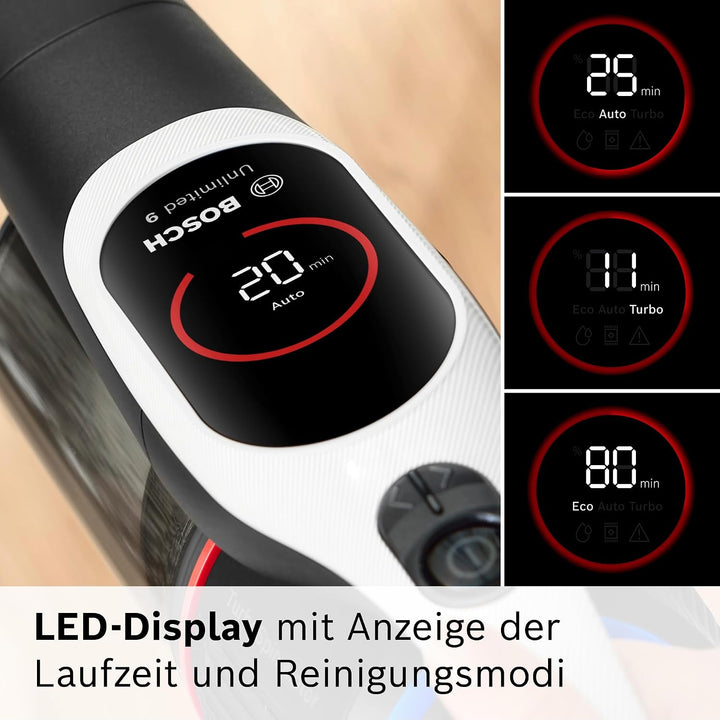 Bosch Akku-Staubsauger Unlimited 9 BTS942WQC, kabellos, MicroClean Technology, Display, Staubkomprim