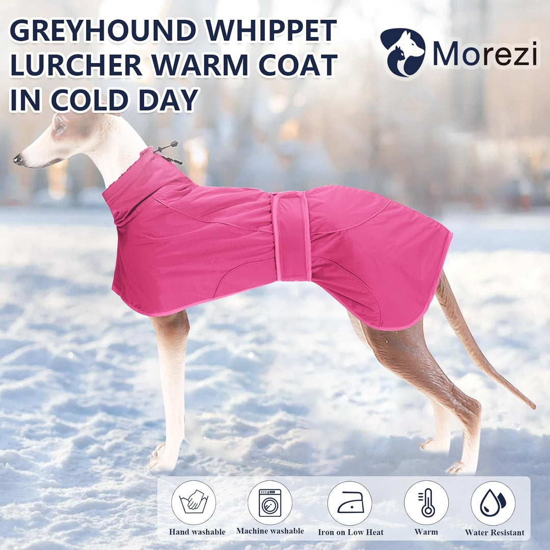 MOREZI Windhund-Wintermantel, Whippet-Mantel mit gepolstertem Fleece-Futter, Wasserabweisende Hundej