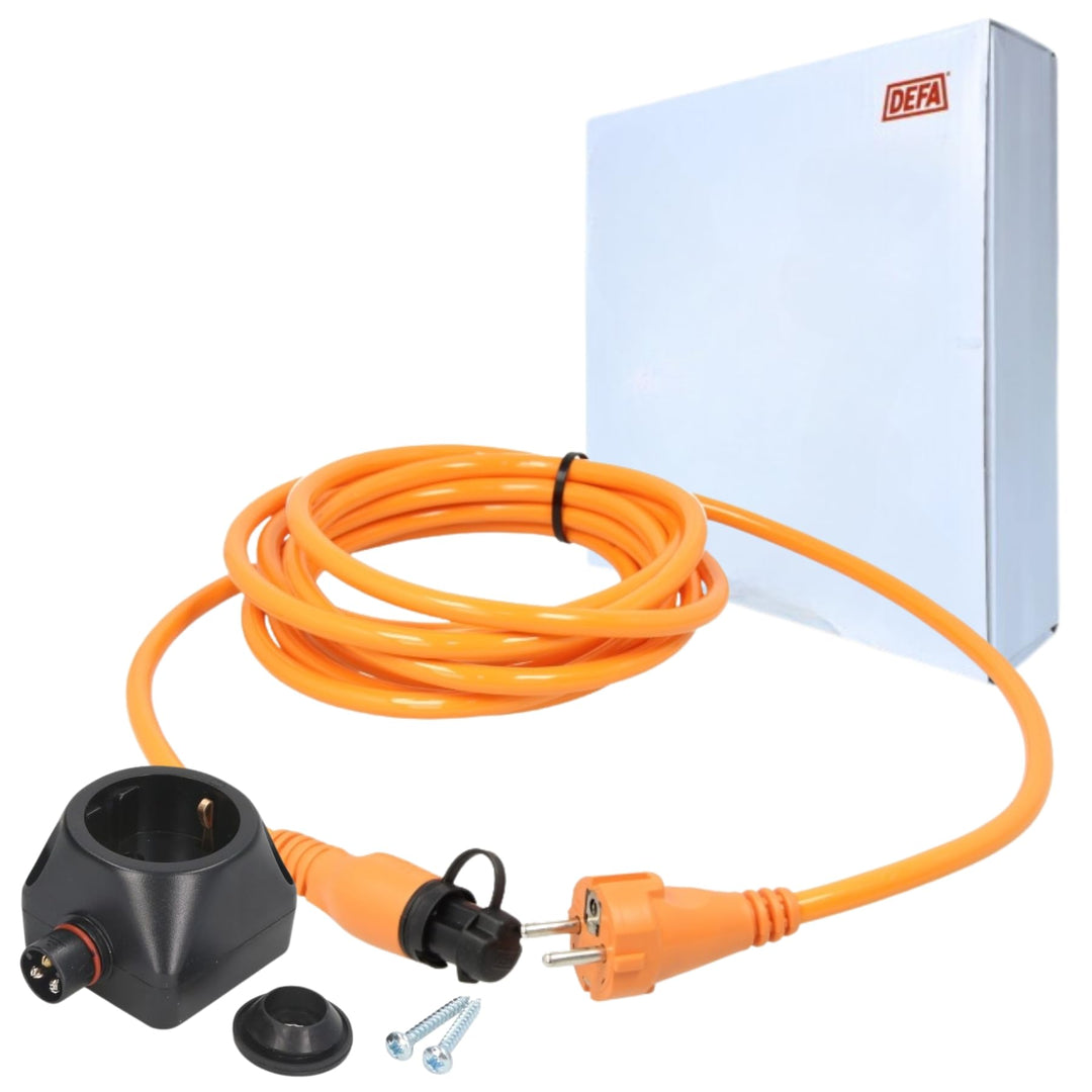 DEFA 460961 Anschlusskabel Aussen mit Stecker Orange 5m 230V + 460829 Steckdose (Set, 2-teilig)