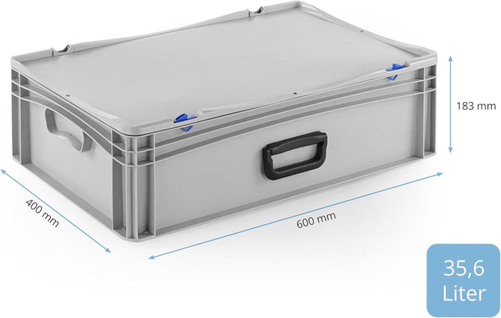 DIE BOX FABRIK Transportkoffer mit Tragegriff | Kunststoffkoffer zum Lagern und Transportieren | Wer