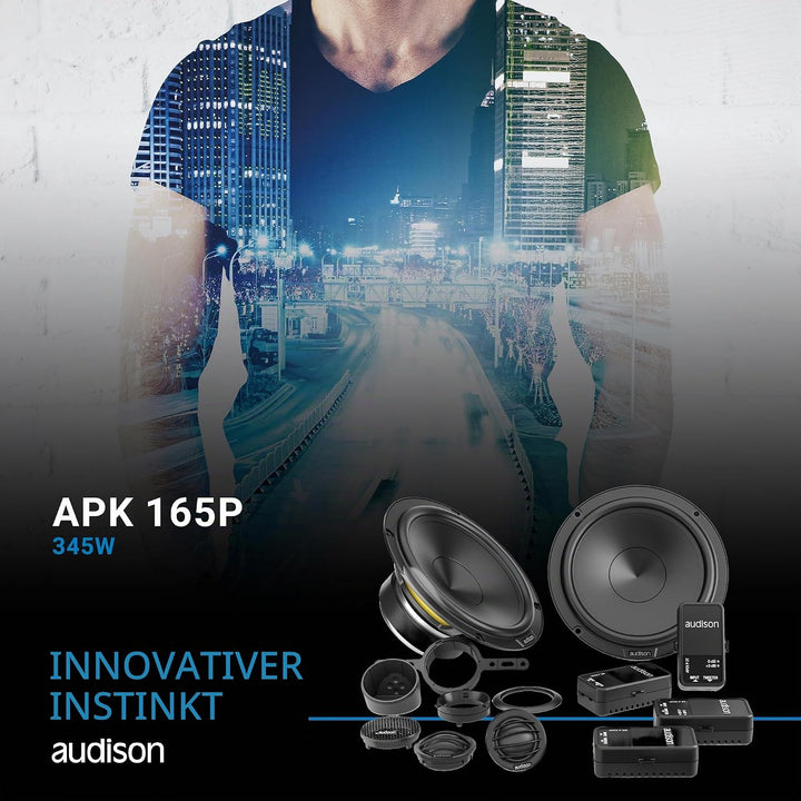 Audison APK 165P – 2-Wege-System mit AP 6.5P Woofer 165 mm, AP 1P Hochtöner 25 mm und Passivweiche,