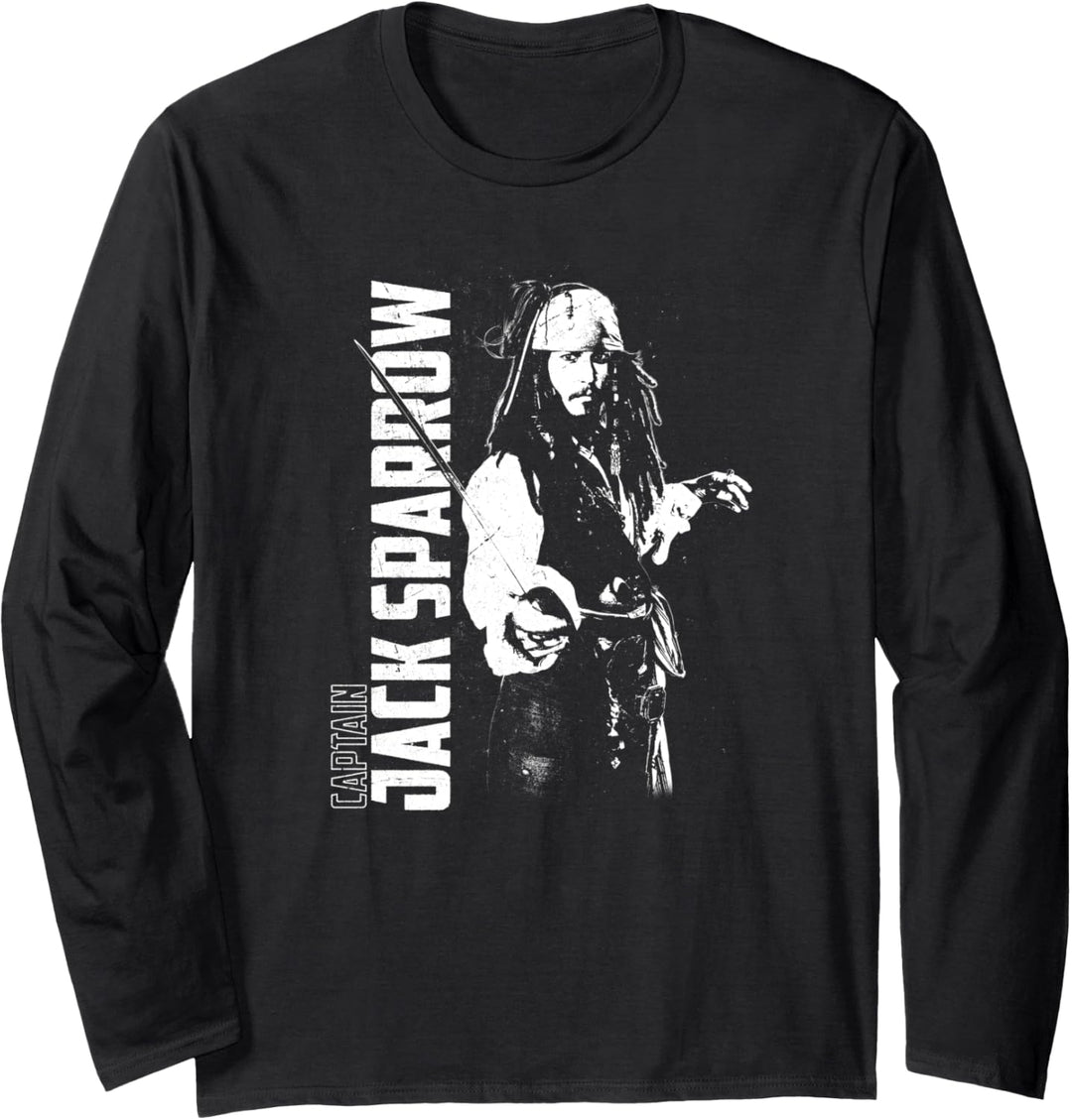 Disney Pirates of the Caribbean Captain Jack Sparrow Poster Langarmshirt
