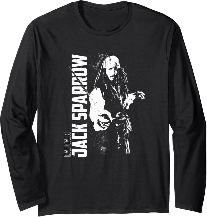 Disney Pirates of the Caribbean Captain Jack Sparrow Poster Langarmshirt