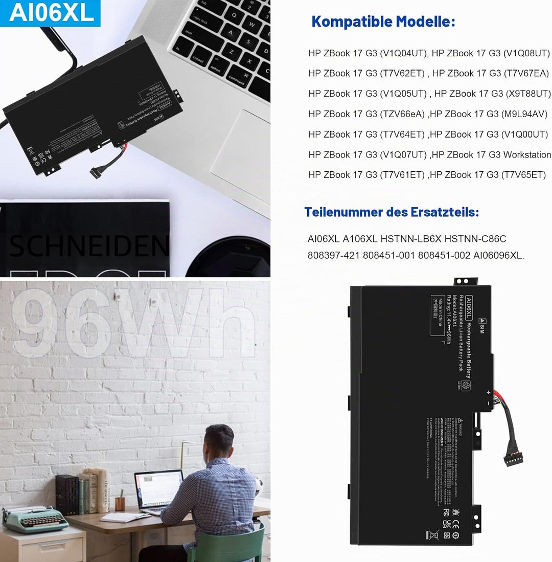 ASUNCELL 96Wh AI06XL Laptop Akku für HSTNN-LB6X HSTNN-C86C 808397-421 808451-001 808451-002 AI06096X
