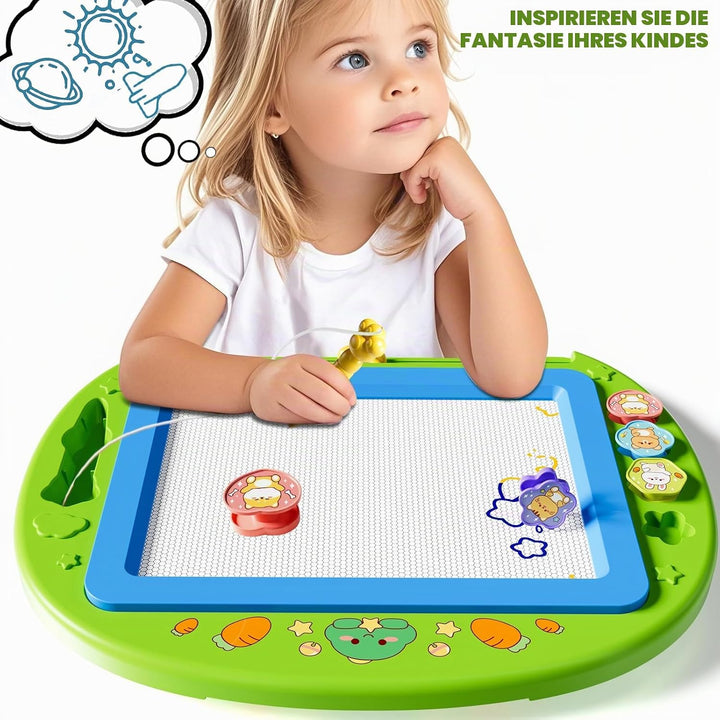 XL Magnetische Zaubertafel für Kinder, Maltafel mit Stempel &amp; Stift, Lernspielzeug &amp; Reisegrösse, Ge