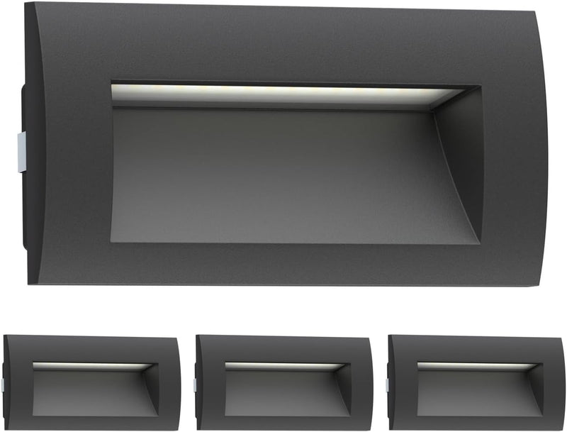 ledscom.de LED Wandleuchte ZIBAL, Downlight, Outdoor, IP65, schwarz matt, 140 x 70mm, 3,3 W, 223lm,