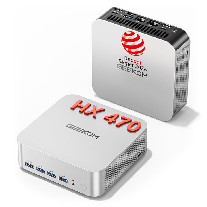 GEEKOM AI Mini PC A9 Max mit AMD Ryzen AI 9 HX 370(12C/24T, bis zu 5.1GHz), 32GB DDR5+ 2TB SSD, 2.5G