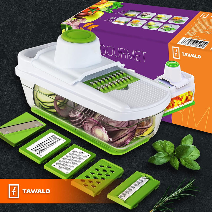 TAVIALO Gourmet Mandoline Gemüsehobel-Set 11Teilig, Hobel küche, Gemüseschneider für Stifte, Scheibe