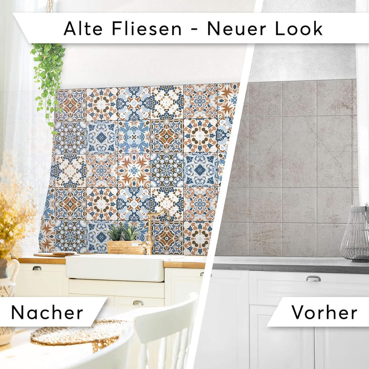 CREATISTO Klebefliesen Stickerfliesen Fliesenfolie - Klebe Folie für Wandfliesen I Klebefliesen Deko