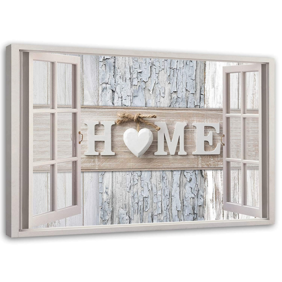 Feeby Leinwand Bilder - Fensterblick Natur- 120x80 cm- Deko Wohnzimmer - Wandbilder Schlafzimmer - D