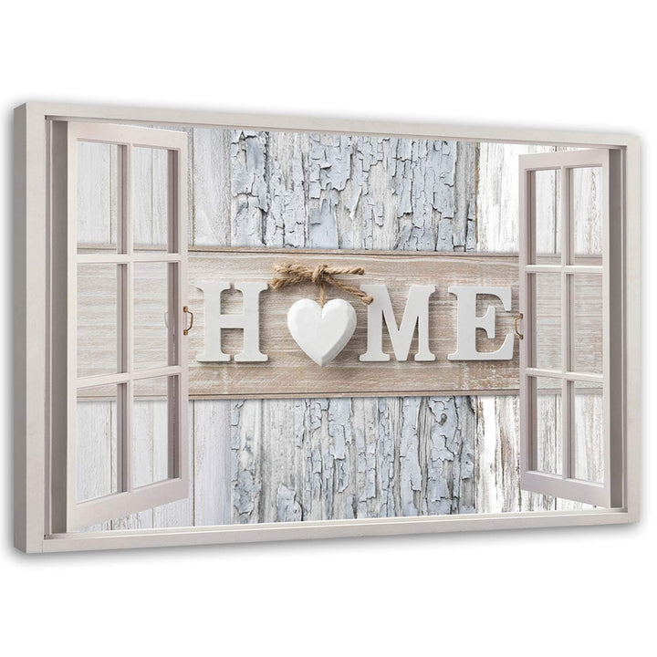 Feeby Viles - Leinwand Bilder - Fensterblick Natur- 90x60 cm- Deko Wohnzimmer - Wandbilder Schlafzim
