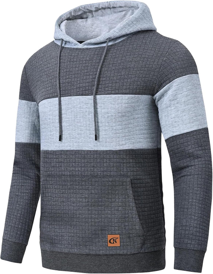 YuKaiChen Herren Pullover Herren Patchwork Hoodie Langarm Jacquard Kaputzenpullover Farbblock Sweats