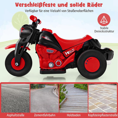 COSTWAY Kinder Motorrad, mit Seifenblasenmaschine, 6V Elektro Motorrad mit Musik und LED Scheinwerfe