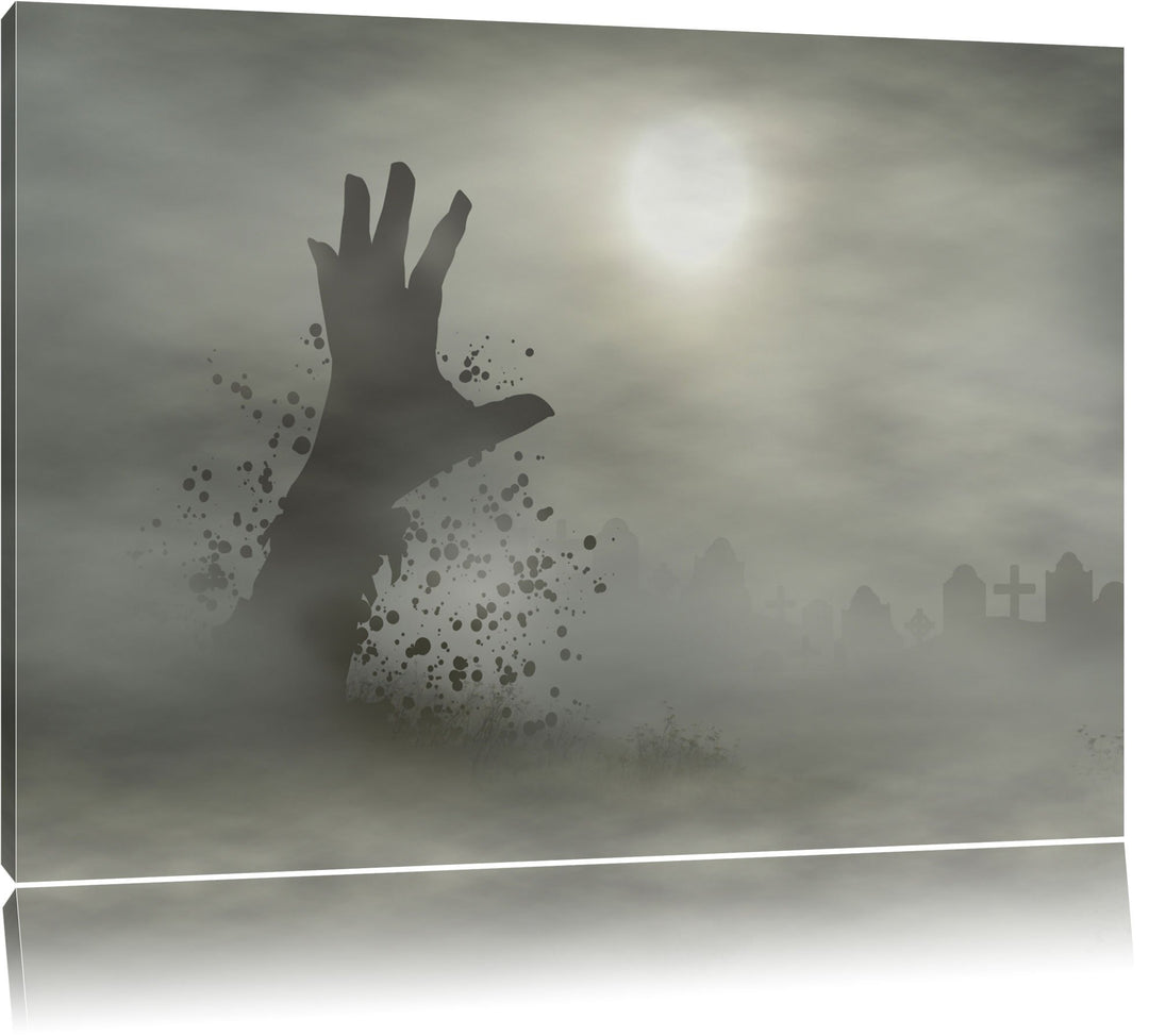 Pixxprint Zombie Erwachen Format: 100x70 auf Leinwand, XXL riesige Bilder fertig gerahmt mit Keilrah