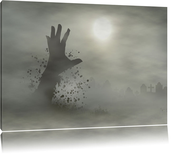 Pixxprint Zombie Erwachen Format: 100x70 auf Leinwand, XXL riesige Bilder fertig gerahmt mit Keilrah