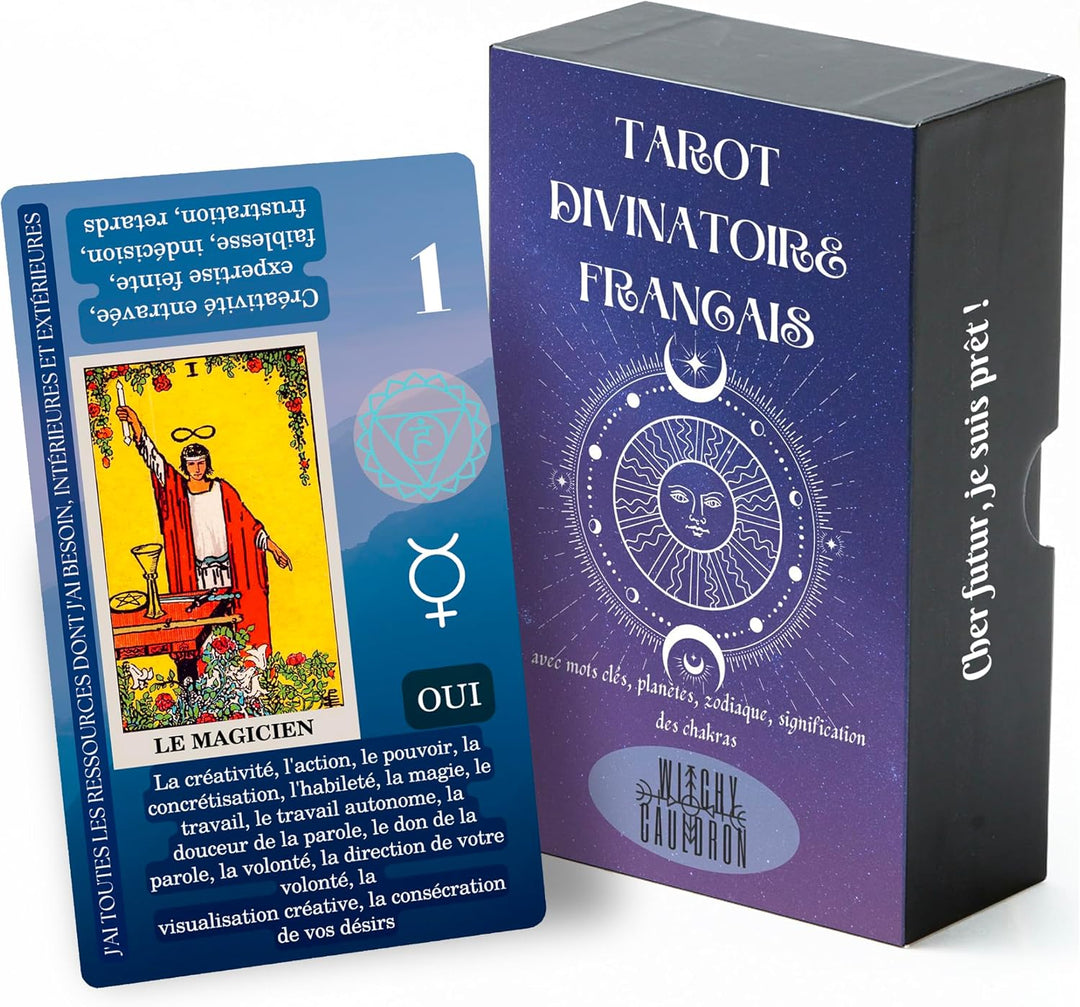Witchy Cauldron Tarot Cards for Beginners, Learning Tarot with Meanings, Training Tarot Deck with Gu