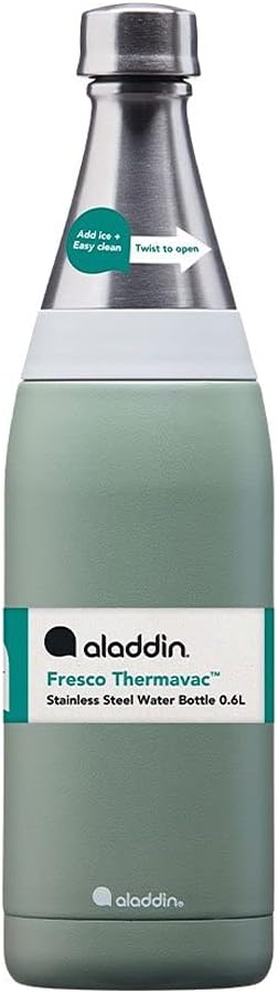 Aladdin Fresco Thermavac Trinkflasche Edelstahl 0.6L Sage Green – Thermosflasche Auslaufsicher - Häl