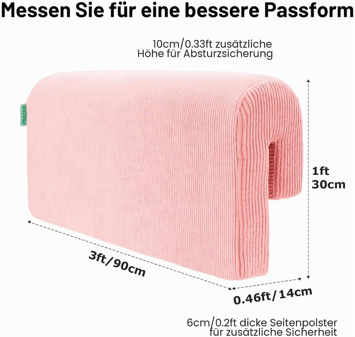 AEOCOO Bettkantenschutz für Kinderbetten 90 cm – weiche Memory-Schaum Bettumrandung, Rausfallschutz