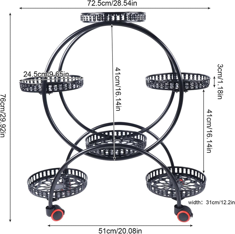 Taozhiyy 6 Tier Metall Blumenregal/Pflanzenregal/Blumenständer, Mehrstöckig Pflanzenständer, Outdoor