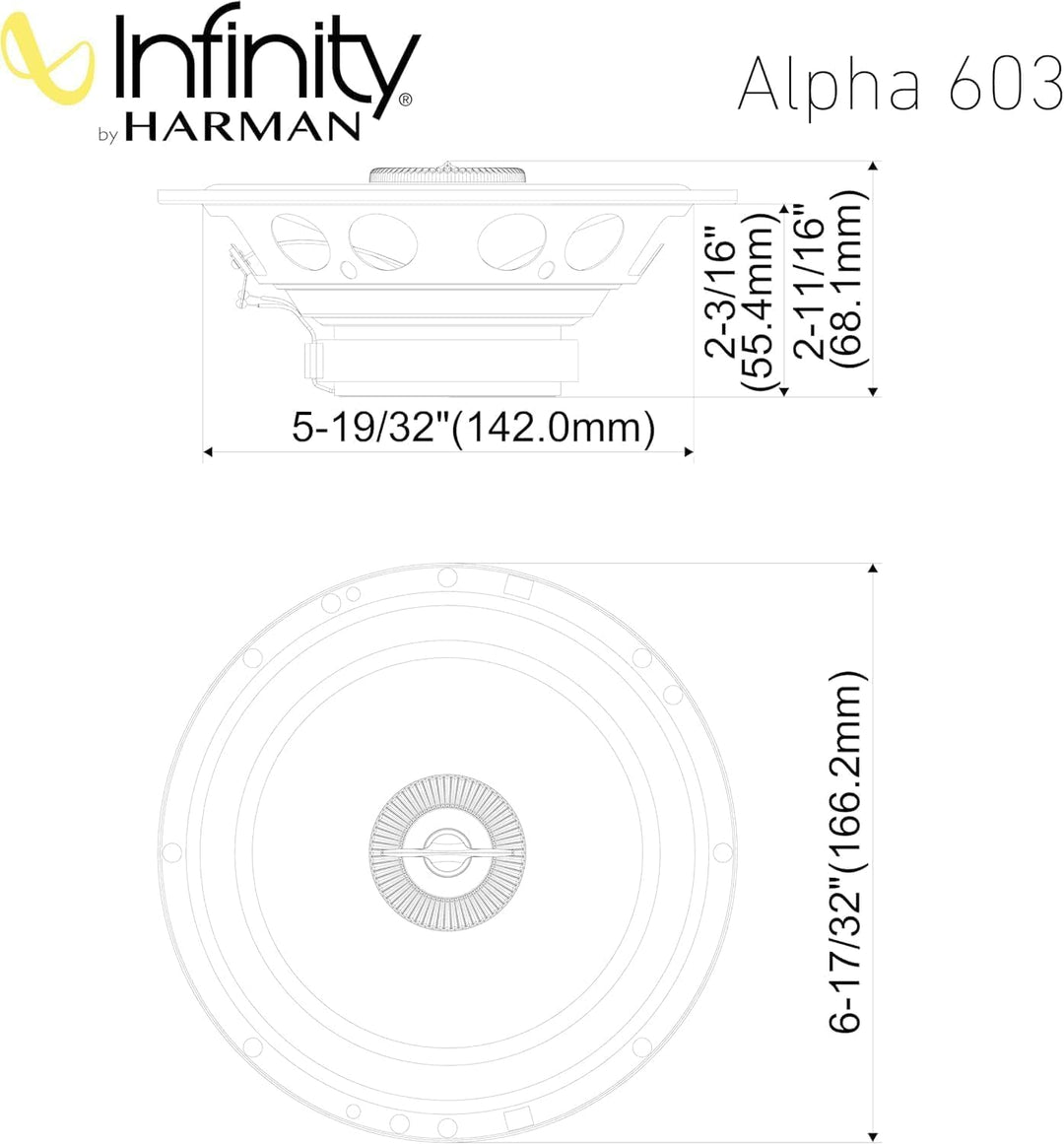 Infinity Alpha 603 2-Wege Koaxial Lautsprecher Auto 16,5cm, 6,5 Zoll, von Harman Kardon Car HiFi mit