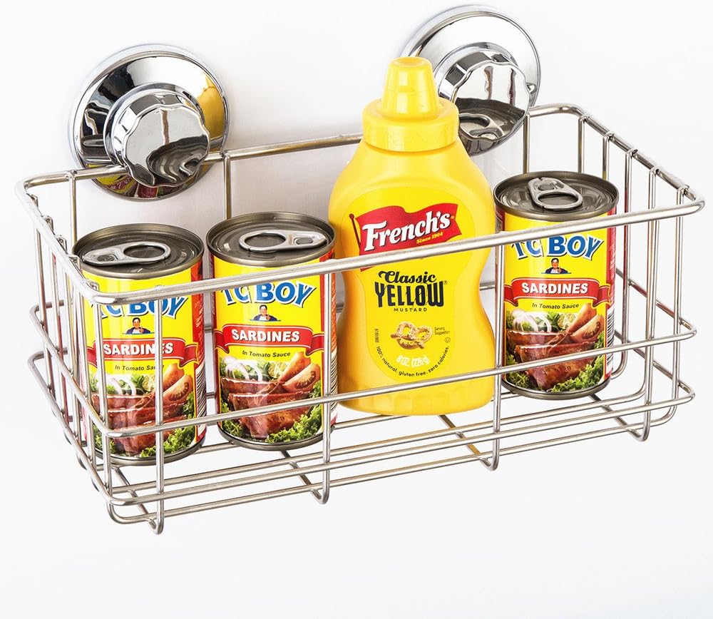 IPEGTOP Suction Cup Deep Shower Caddy Bath Wall Shelf for Large Shampoo Shower Gel Holder Bathroom S