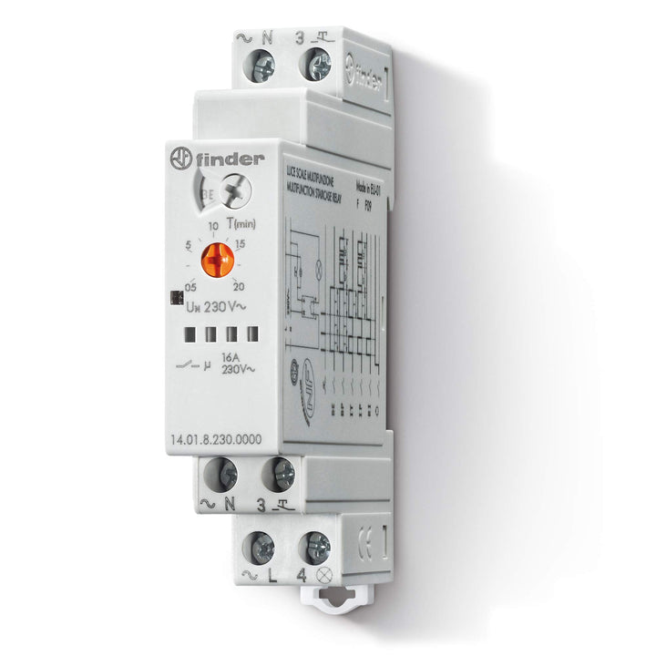 Finder 140182300000PAS Multifunktions-Schaltuhr / Stromstossschalter, 230 V, 1 Schliesskontakt, 16 A