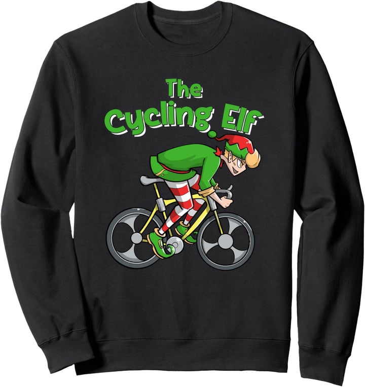 Cycling Elf | Bike Riding | Bicycle Cyclist Dad Christmas Sweatshirt