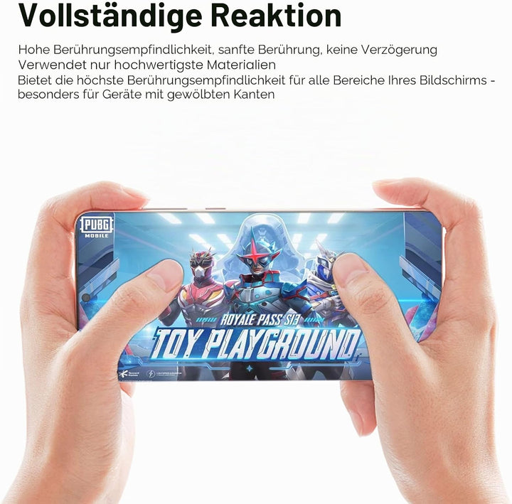 Ni-SHEN 3 Stück Panzer Schutz 9H Glas Schutzfolie Displayschutz 3D Gebogen Folie Fingerabdruck-ID Un