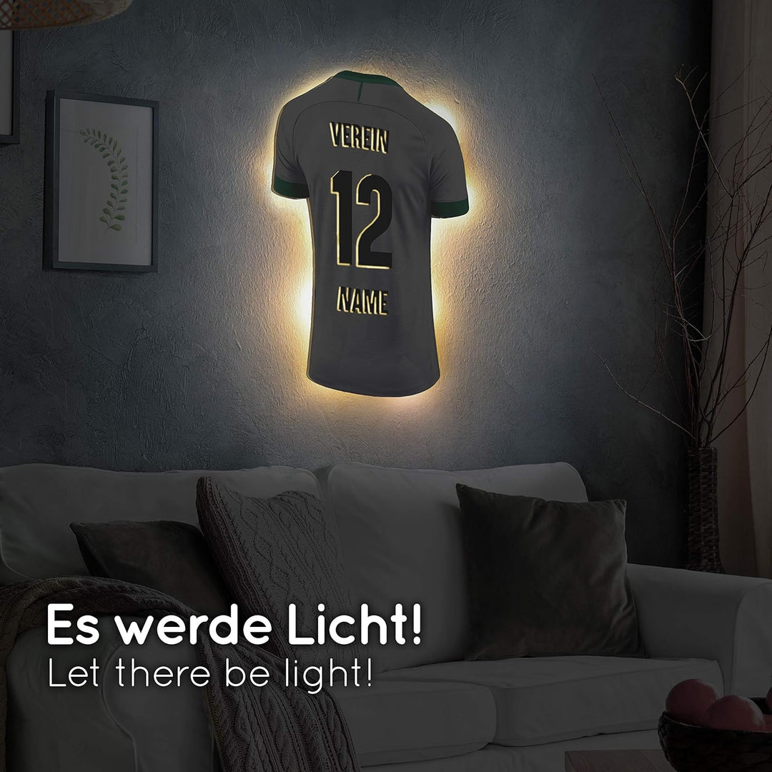 Elbeffekt Trikotlampe für Mönchengladbach Fans aus Holz - personalisierbares Geschenk - schenke Dein