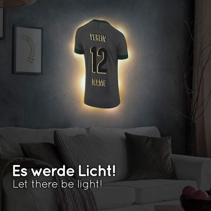 Elbeffekt Trikotlampe für Mönchengladbach Fans aus Holz - personalisierbares Geschenk - schenke Dein