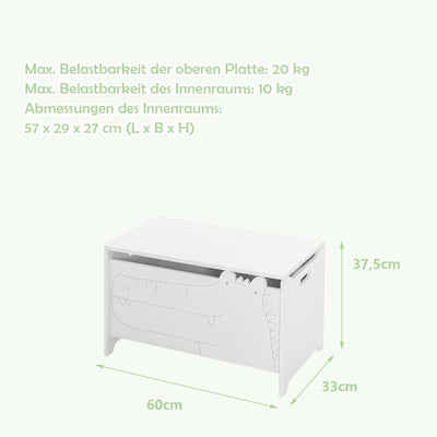 DREAMADE Spielzeugkiste aus Holz, 60x33x37,5cm, Sitzbank für Kinder, Spielzeugtruhe mit Stauraum und