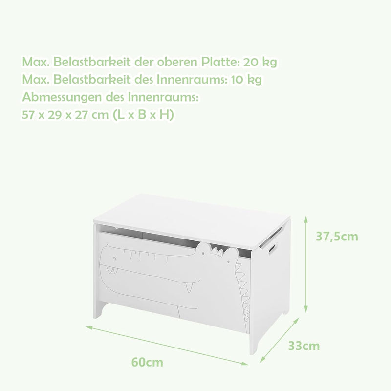 DREAMADE Spielzeugkiste aus Holz, 60x33x37,5cm, Sitzbank für Kinder, Spielzeugtruhe mit Stauraum und