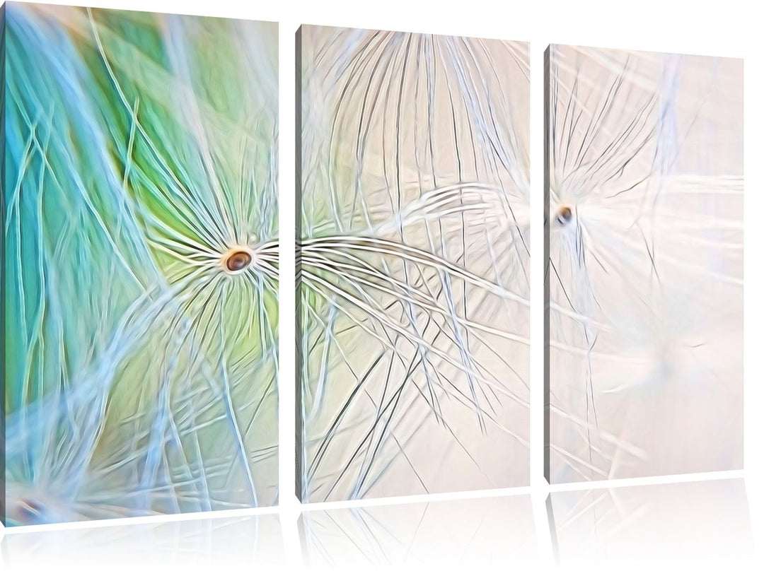 zarte Pusteblumenpollen NewArt 3-Teiler Leinwandbild 120x80 Bild auf Leinwand, XXL riesige Bilder fe
