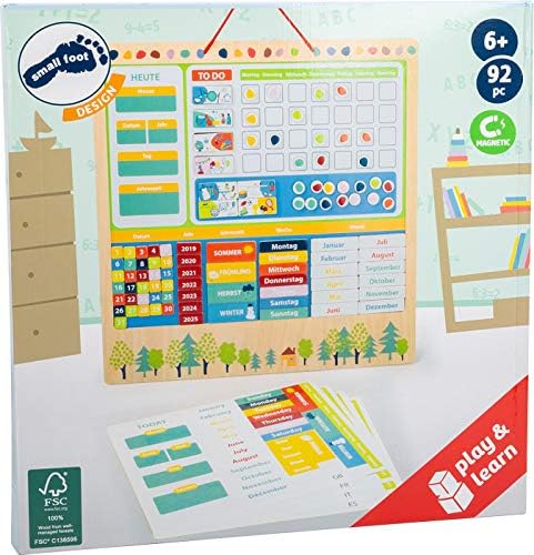 small foot Wochenplaner magnetisch "Educate", Lerntafel aus FSC®100%-Zertifiziertem Holz, Tagesplan