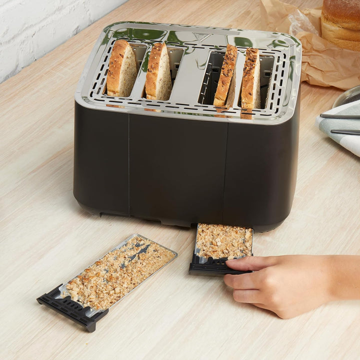 Petra PT5565MBLKVDE 4-Toastschlitze Toaster – selbstzentrierende Toastkammern für die Brotführung, A