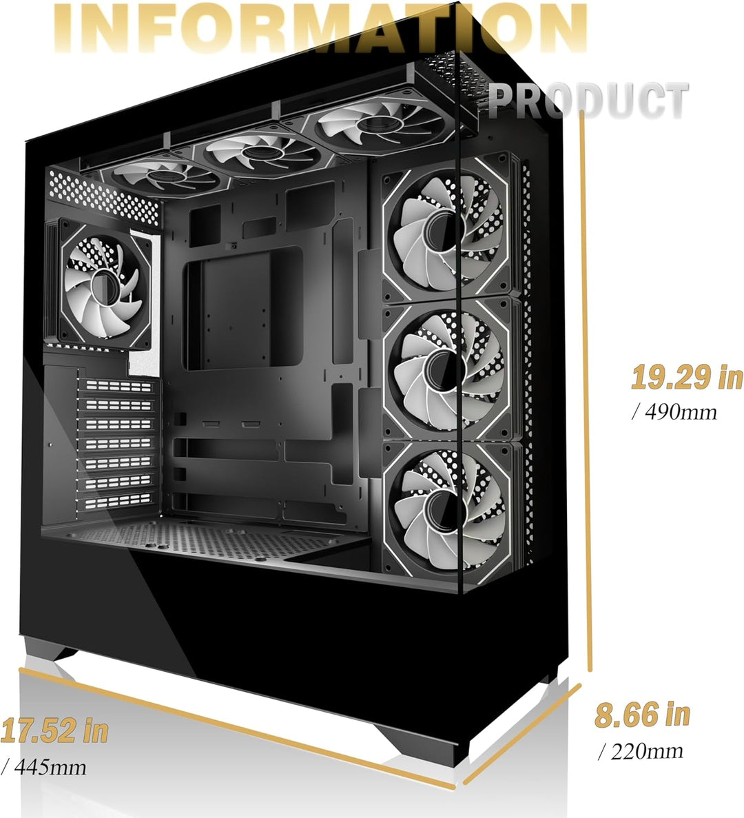 KEDIERS PC Gehäuse Vorinstallierter 7 × 120MM PWM ARGB Lüfter, ATX Mid Tower PC Gehäuse, Computergeh