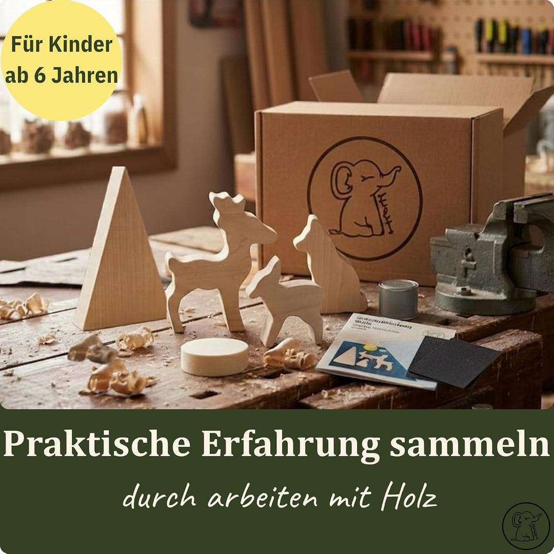 Eli® Lindenholz - Schnitzfiguren zum Schnitzen inkl. Schnitzanleitung für Kinder - Bastelset - Schni