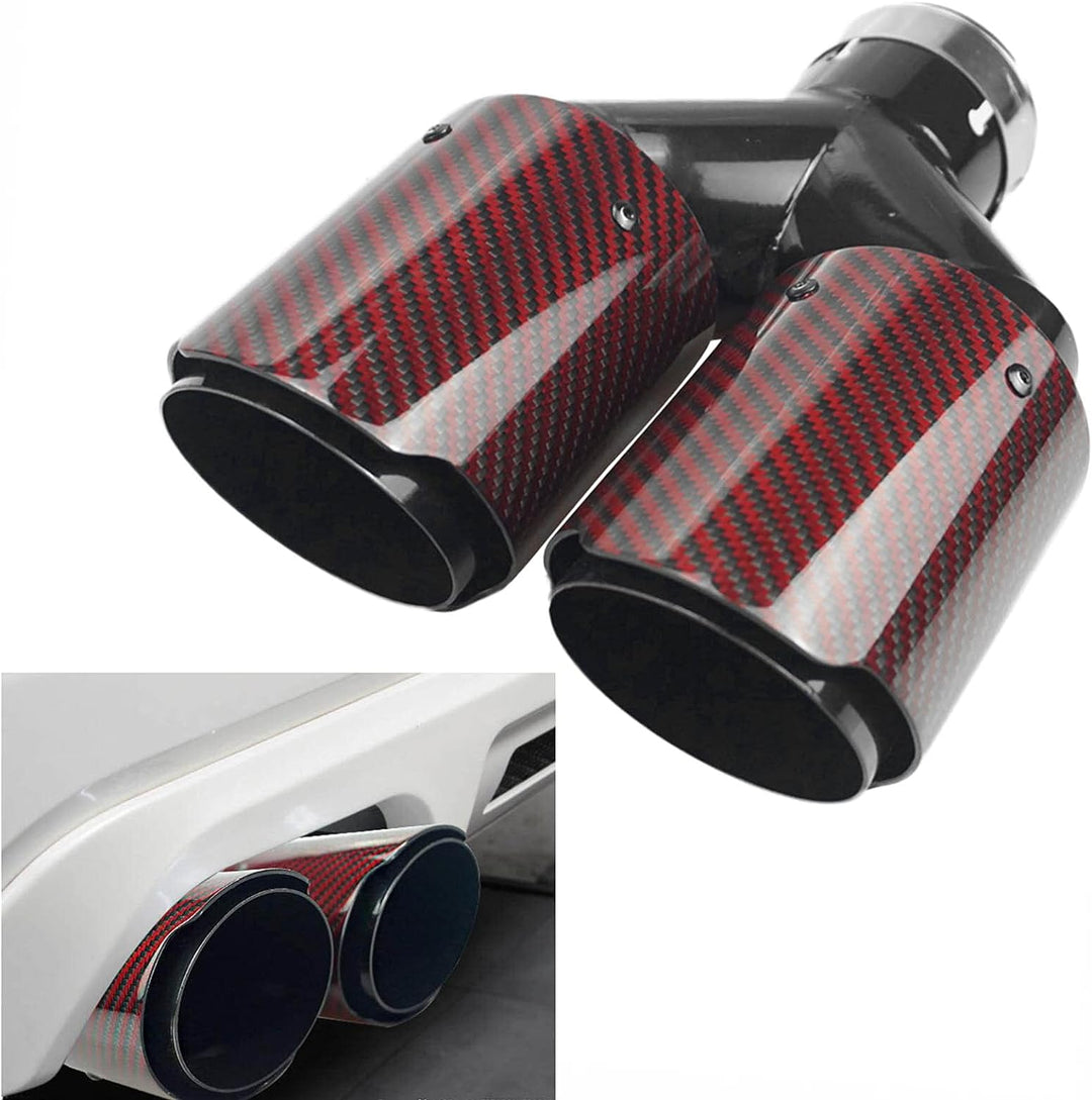 Krtopo 63mm Doppelschalldämpfer Spitze Carbon Auto Auspuffrohr Heckspitze Heckspitze Einlass 2,5" Au