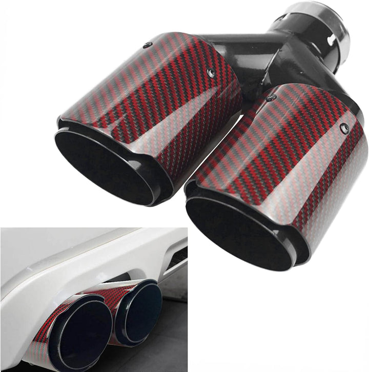 Krtopo 63mm Doppelschalldämpfer Spitze Carbon Auto Auspuffrohr Heckspitze Heckspitze Einlass 2,5" Au