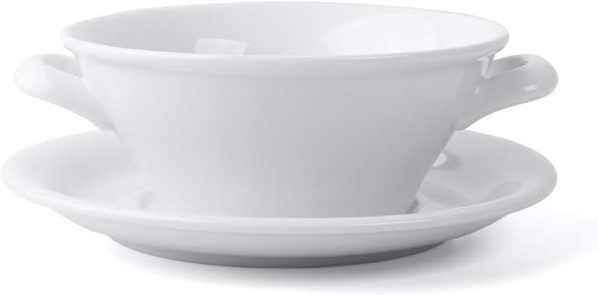 Holst Porzellan ACC 06 SET 2 Porzellan Suppentasse/Suppen Obere 0,45 L auf Untere UTA, weiss, 17.5 x