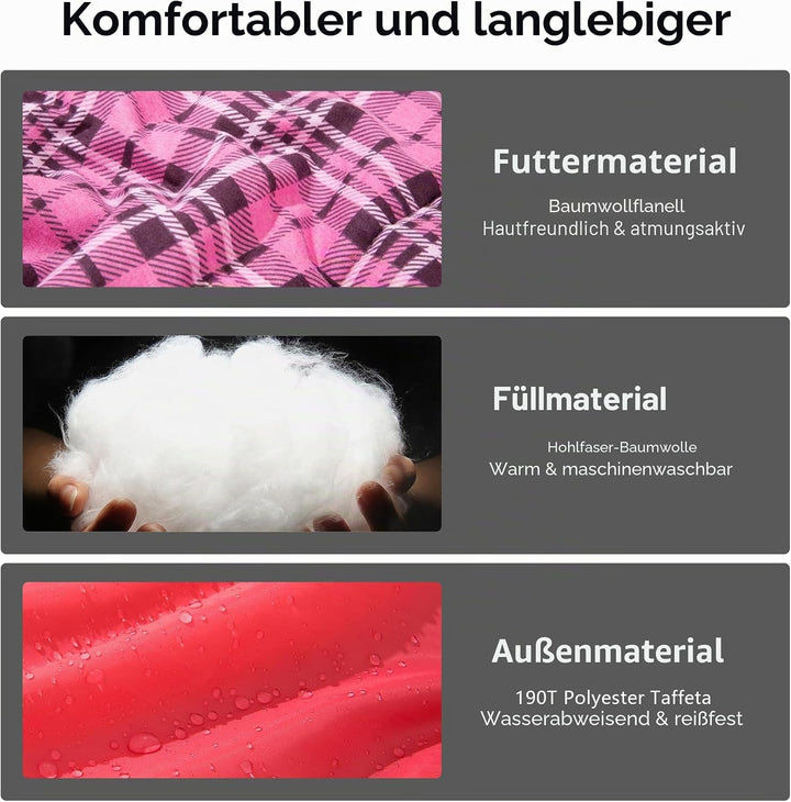 BISINNA XL Baumwoll Flanell-Schlafsack für Camping, 2-3 Jahreszeiten, Erwachsenen-Schlafsack für Wan
