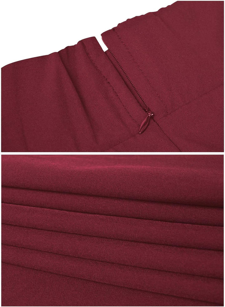 Damen High Waist Maxirock Taschen mit Seitenschlitz Langer A-Linie Rock S 0 Burgundisch, S 0 Burgund