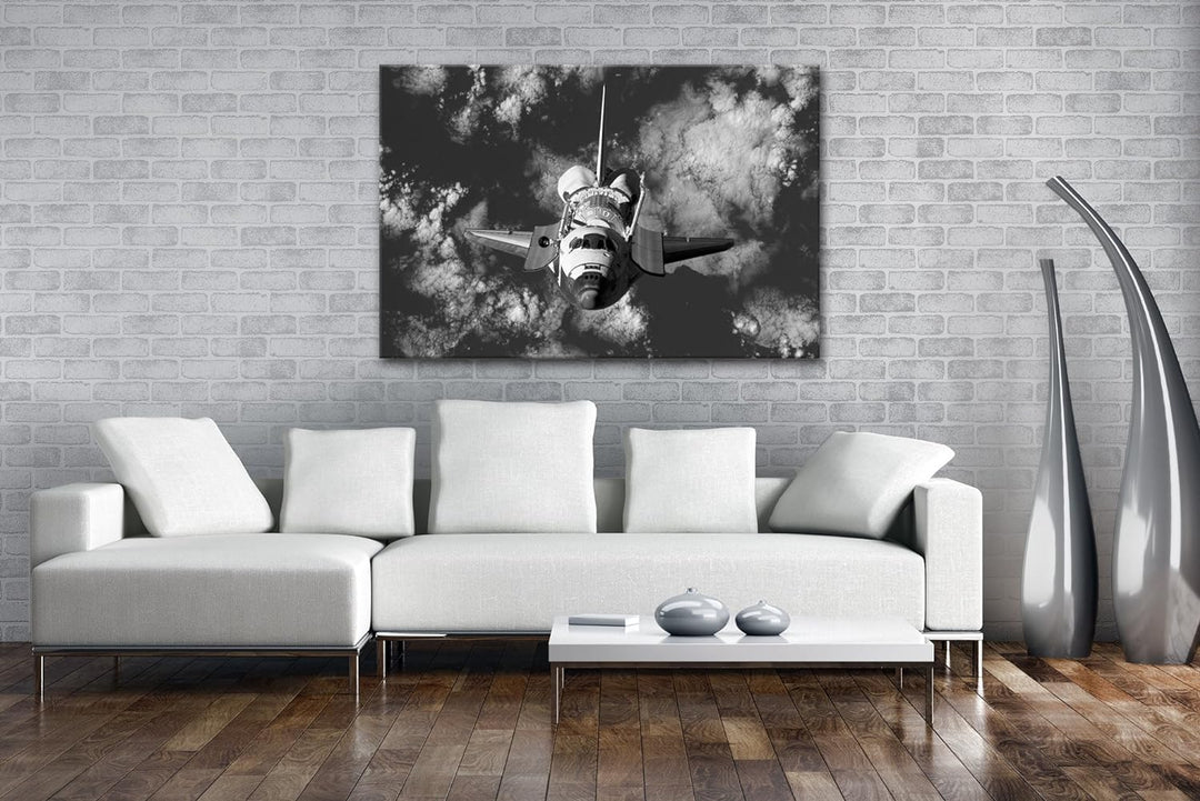 deyoli Spaceshuttel in der Atmosphäre Effekt: Schwarz/Weiss Format: 100x70 als Leinwandbild, Motiv f