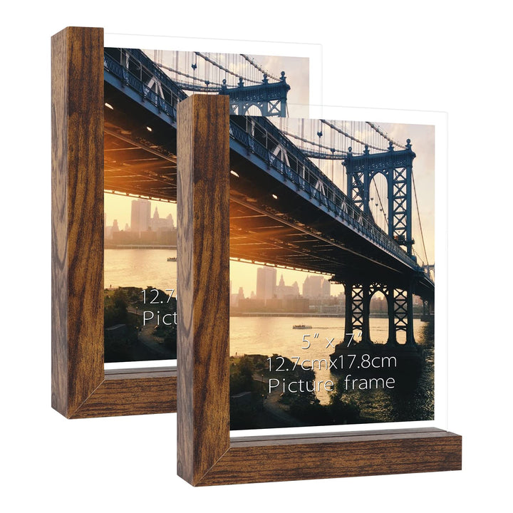RLAVBL 2er Set Bilderrahmen 13x18 cm, Doppelseitiger Glasbilderrahmen mit L-förmigem MDF-Sockel, für