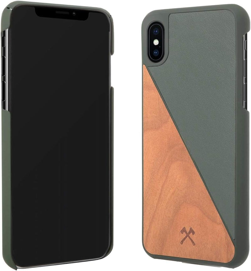 Woodcessories - Hülle kompatibel mit iPhone XS Max aus Echtholz - EcoSplit Case (Kirsch/Grün) Kirsch