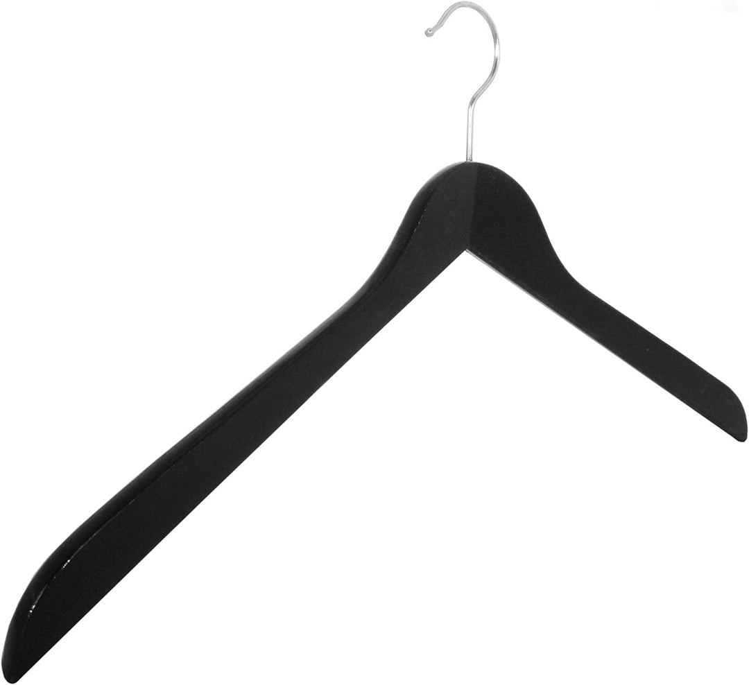 Holzbügel für Oberteile, Blusenbügel, XL, flach, 50 cm, schwarz, NEU, 5 Stück