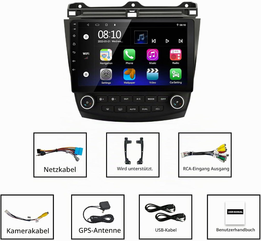 LEXXSON Android 8.1 Autoradio für Honda Accord 7. 2003-2007 | 10,1-Zoll-Touchscreen AM FM-Radio GPS-